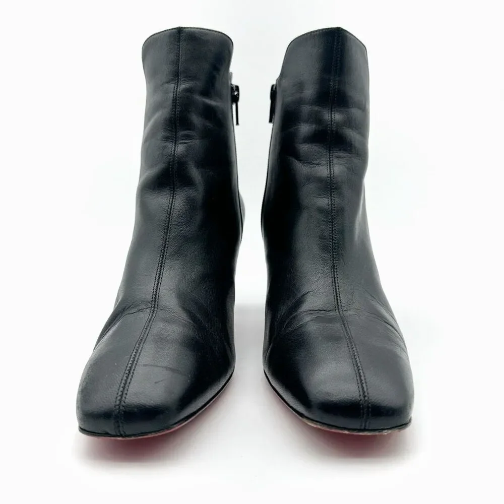 CHRISTIAN LOUBOUTIN Tiagada Black Leather Ankle Boots Size 39.5 US 9